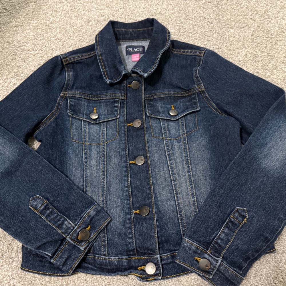 Girls Children's Place Dark Blue Denim Jacket size 10/12